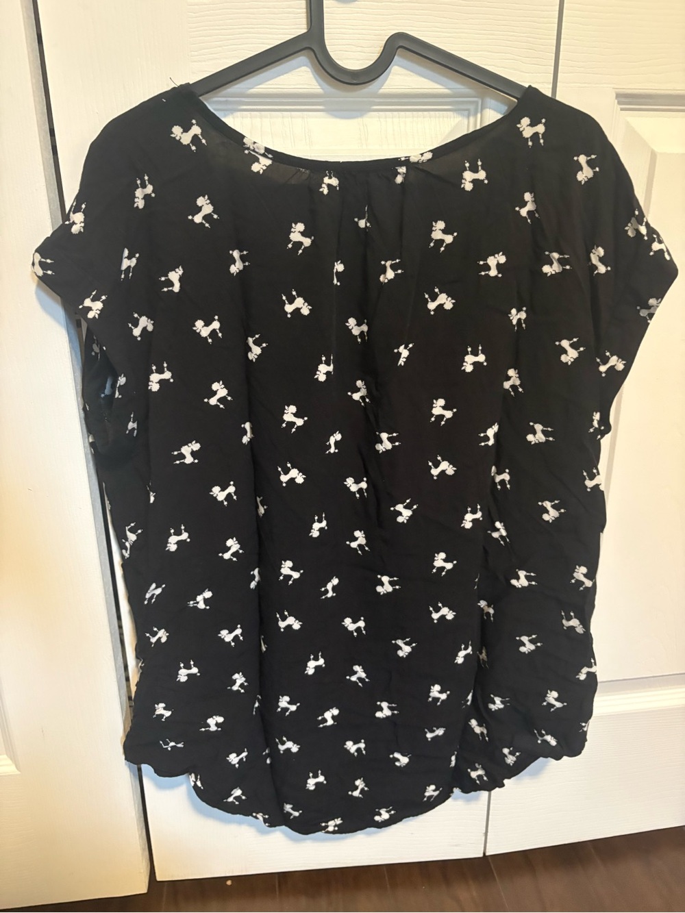 mandee Black Short Sleeve Top with White Poodle Print - Picture 5 of 5